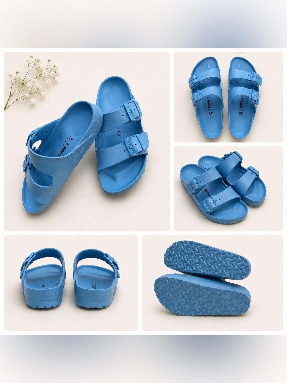 Birkenstock Light Blue Double-Buckle EVA Sandals